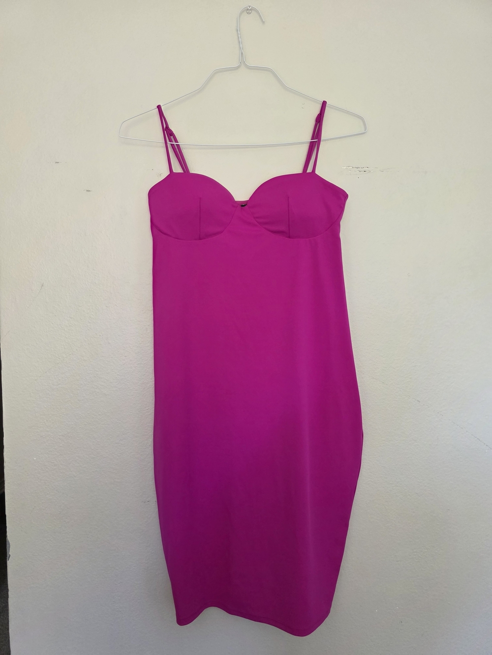 Express Hot Pink Slip Dress with Double Spaghetti Straps